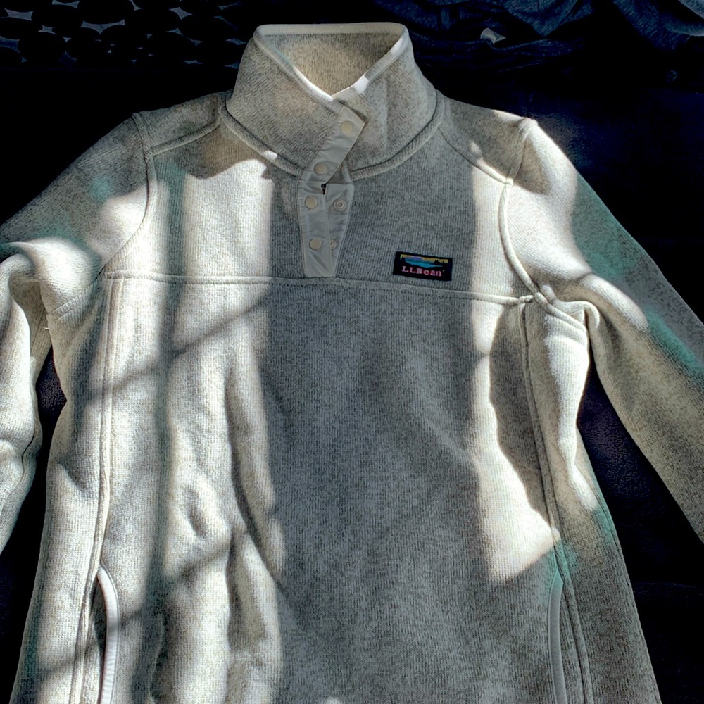 Llbean fleece quarter button top